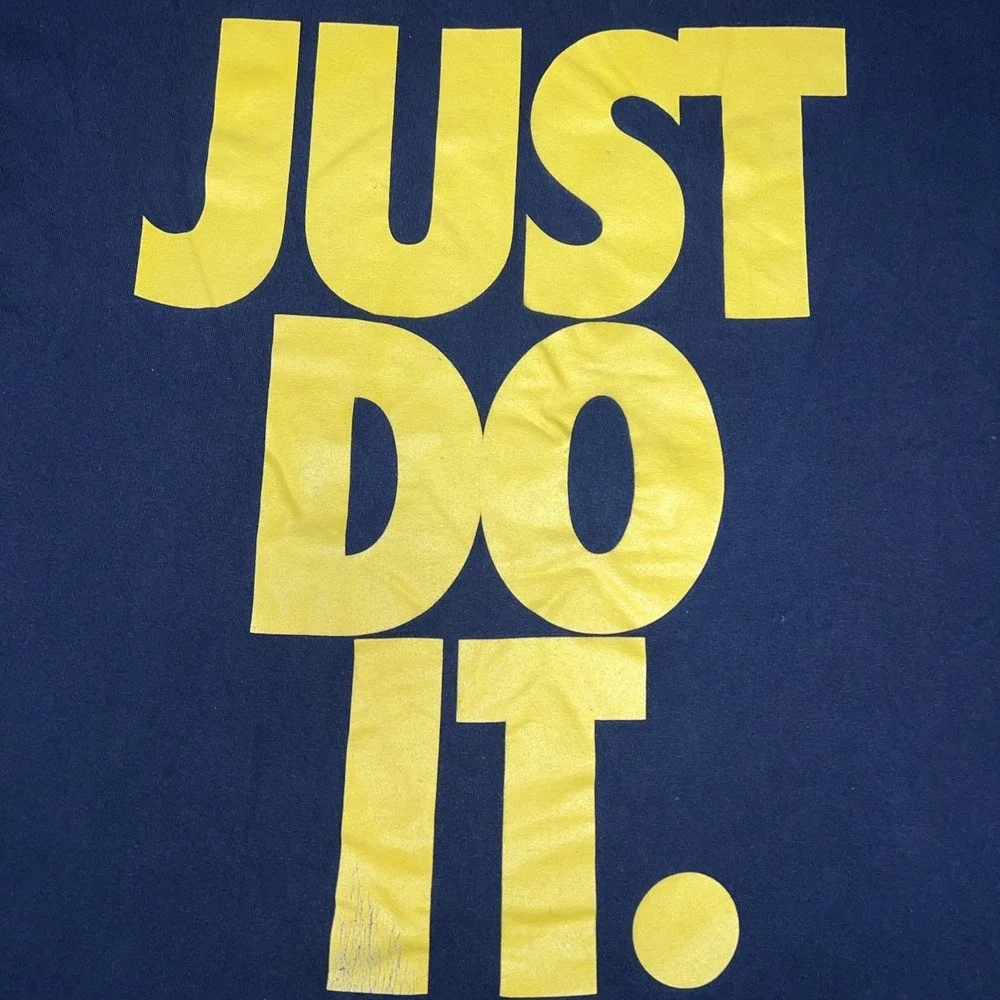 Nike Just Do It T Shirt Mens Sz XL Black Regular Fit Spell Out Logo Athletic Tee